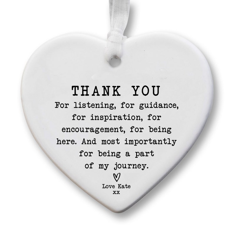 Thank You Keepsake KS16 Personalised Thank You Gift To Say Thank You Ceramic Heart Keepsake Thank You Present Gift For Friends image 1