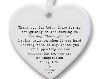 Thank You Keepsake KS12 | Personalised Thank You Gift | Gift To Say Thank You | Ceramic Heart Keepsake | Thank You | Thank You Gift