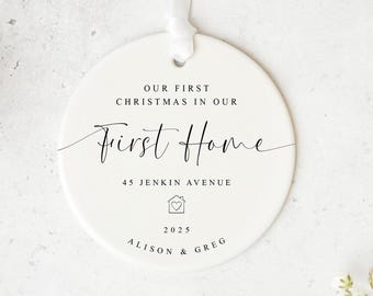 Personalised First Christmas in Our First Home Bauble | New Home Address Ornament | Couple Keepsake Gift | Modern 2025