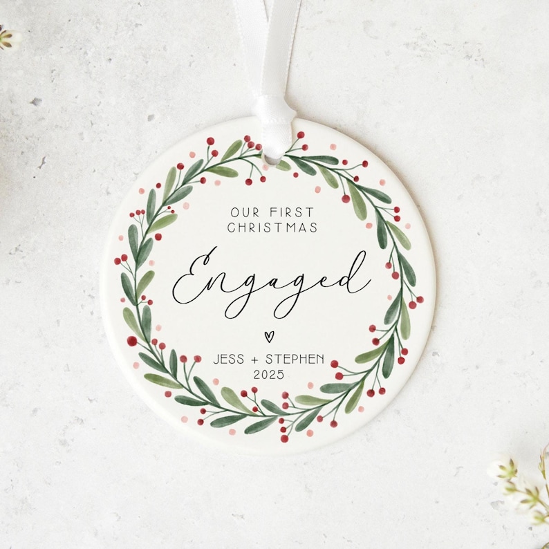 Engagement Gift - Custom Bauble | Acrylic 8Cm, Ceramic 7Cm, UV Printed Keepsake image 1