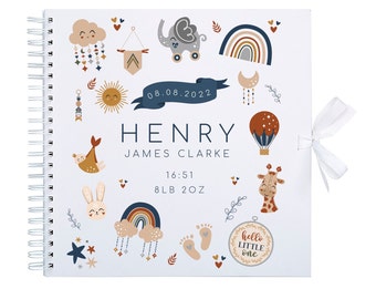 Personalised Baby Boy Scrapbook Photo Album  | Baby Boy Book | New-born Gift | Birthday Gift | New Born Gift | Gift For Mum | Memory Book