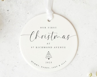 Our First Christmas At Personalised Ornament • Custom Address & Names • New Home Keepsake Gift