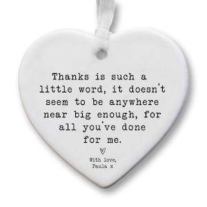 Thank You Keepsake KS11 | Personalised Thank You Gift | Gift To Express Gratitude | Ceramic Heart Keepsake | Thank You Present | Thank You