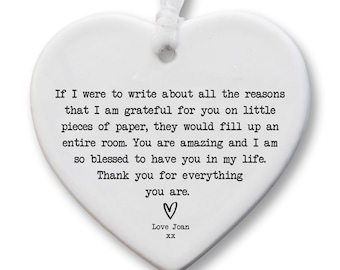 Thank You Keepsake KS71 | Personalised Thank You Gift | Gift To Say Thank You | Ceramic Heart Keepsake | Thank You Present | Gift For Friend