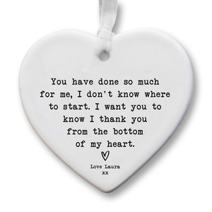 Thank You Keepsake KS13| Personalised Thank You Gift | Gift To Say Thank You | Ceramic Heart Keepsake | Thank You Present | Thank You Gift