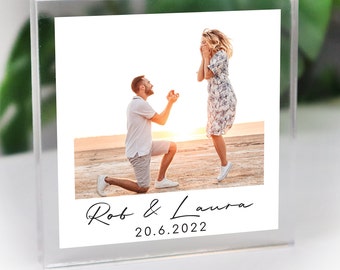 Engagement Gift  Personalised Polaroid Photo Block | Engagement Gift | Photo Frame | Friends Gift | Wedding Gift | Mr & Mrs Gift | Engaged