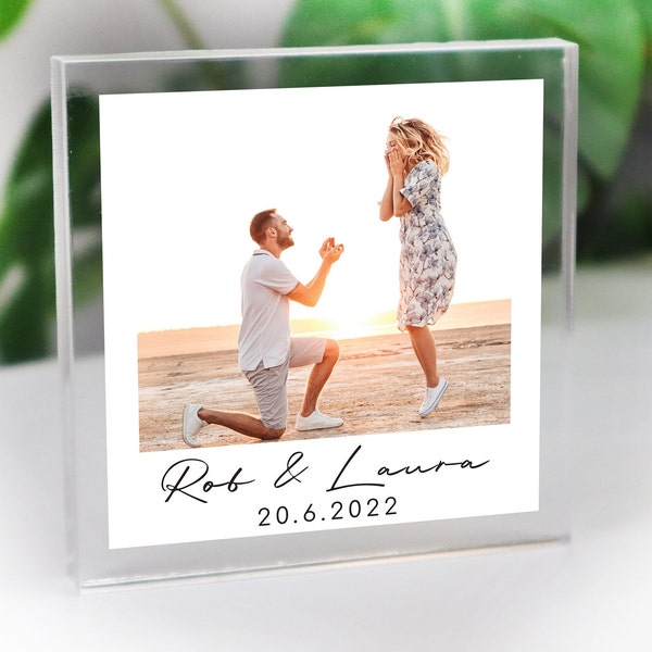 Engagement Gift  Personalised Polaroid Photo Block | Engagement Gift | Photo Frame | Friends Gift | Wedding Gift | Mr & Mrs Gift | Engaged