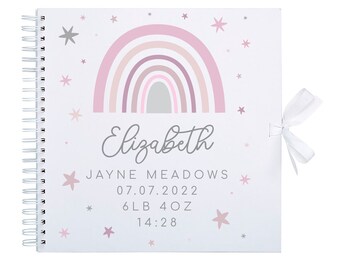 New Born Baby Girl Scrapbook Album - Personalized Keepsake Book - 8x8 Size, Premium Paper, Milestone Gift
