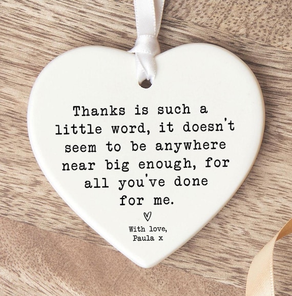 Thank You Ceramic Heart Keepsake Gift Appreciation Ornament
