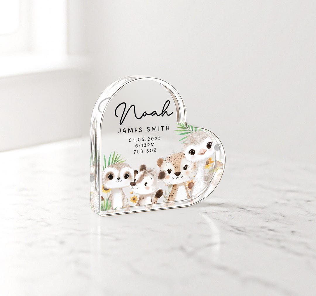 Personalised Acrylic Baby Birth Plaque | Safari Animal Nursery Decor - Etsy