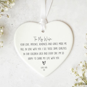 Wife Letterbox Gift KS73 | Personalised Valentines Gift | Anniversary Gift | Ceramic Heart Keepsake | Gift for Wife | Soulmate Gift | Wife