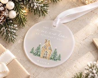 Personalised First Christmas New Home Bauble | Frosted Acrylic House Decoration | Homeowner Gift | Keepsake
