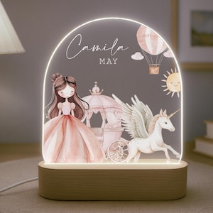 Personalised Children&#39;s Princess  Night Light | LED Lamp | Nursery Decor | Baby Girl | Gift For New Baby | Name Sign | Princess Bedroom
