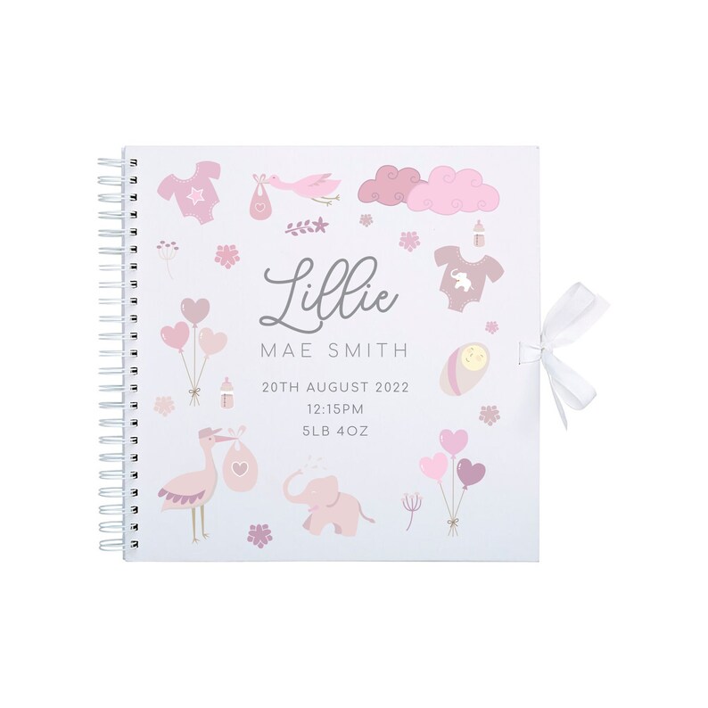Baby Girl Keepsake Scrapbook Album: Personalised Newborn Gift - 50 Pages, UV Printed, Durable Paper, 8 Inch Photo Album image 3