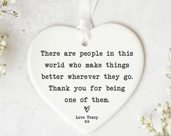 Thank You Ceramic | Keepsake Heart, Personalised Friend Gift - UV Printed - Approx 8cm x 7cm