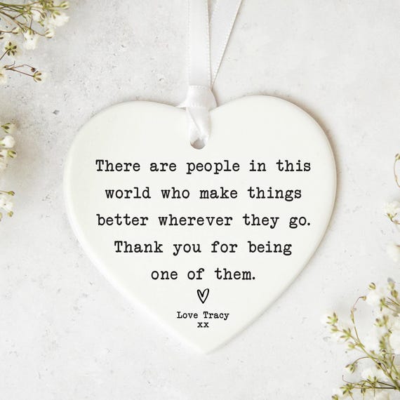 Thank You Ceramic | Keepsake Heart, Personalised Friend Gift - UV Printed - Approx 8cm x 7cm
