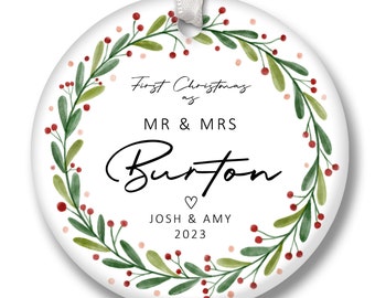 Mr & Mrs Personalised Ornament | Newly Wed Gift | Christmas Bauble | New Couple Gift |Christmas Ornament | Friend Gifts | Christmas Bauble