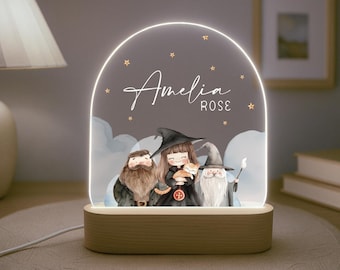 Personalised Children's Wizard Night Light | LED Lamp | Kid's Decor | Boy | Girl | Gift For Birthday | Name Sign | Bedroom Decor