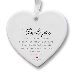 Thank You Keepsake KS17 | Best Friend Personalised Thank You Gift | Gift To Say Thank You | Ceramic Heart Keepsake | Birthday Gift For Her