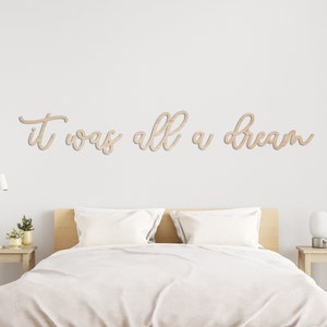 tout n&#39;était qu&#39;un rêve | mot pour chambre à coucher | Décoration | Inscrivez-vous | murale | Mot découpé au laser | Bois acrylique | Art mural | oeuvre d&#39;art pour chambre à coucher | Impression de chambre à coucher