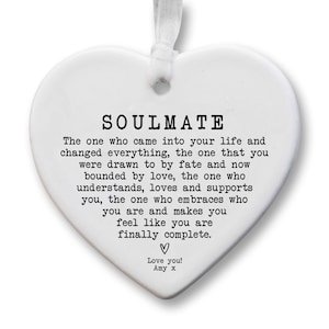 Soulmate Letterbox Gift KS35 | Personalised Gift | Anniversary Gift | Ceramic Heart Keepsake | Valentines Present | Gift For Her | Partner