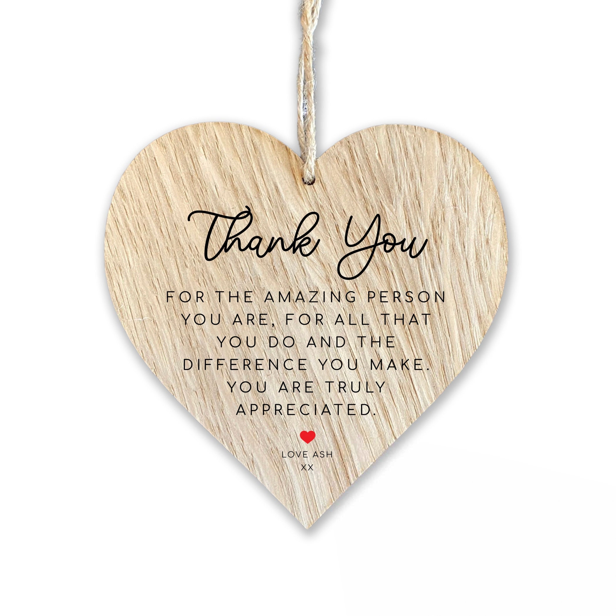 Thank You Keepsake WKS77 | Personalised Thank You Gift | Gift To Say Thank You | Wooden Heart Keepsake | Thank You Present
