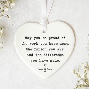 Thank You Keepsake, Ceramic Heart | White Ribbon | 8cm X 7cm | UV Printed | Personalised For Friend