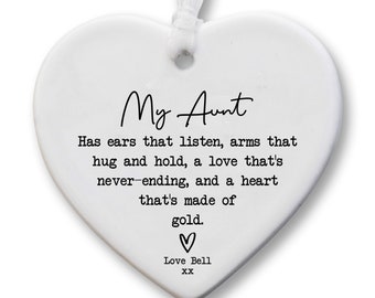 Auntie Gift KS74 | Personalised Auntie Keepsake Heart | Auntie's Birthday | Present For Auntie | Gift For Auntie | Aunt Gift | Thank You