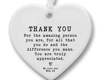 Thank You KeepsakeKS14 | Personalised Thank You Gift | Gift To Say Thank You | Ceramic Heart Keepsake | Thank You Present | Thank You Gift