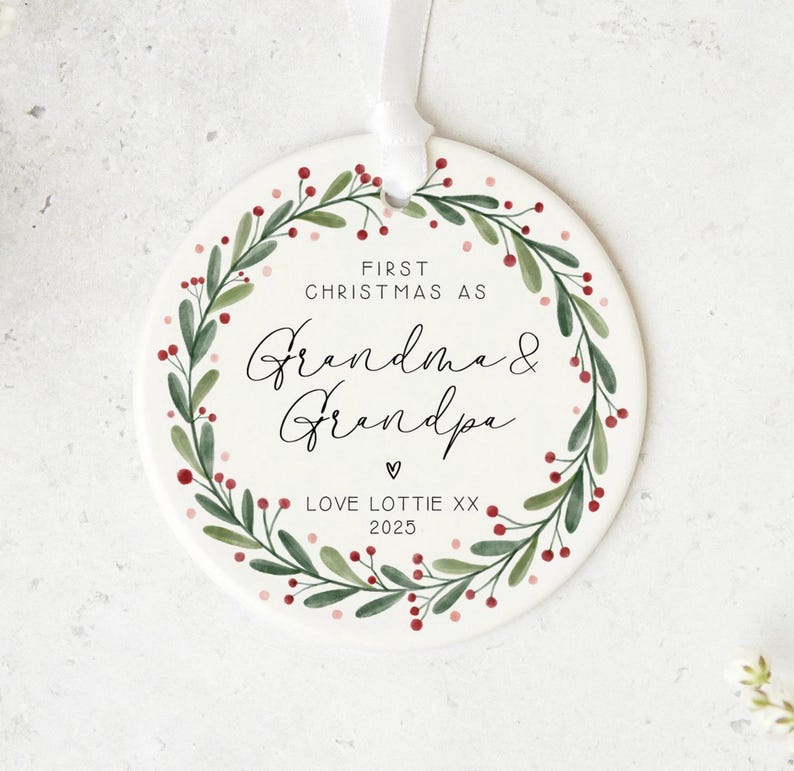 Premier Noël pour les grands-parents | Décoration de Noël | Cadeau grand-parent | Boule de Noël | Cadeau de Noël | Nouveau cadeau pour bébé | Noël image 1