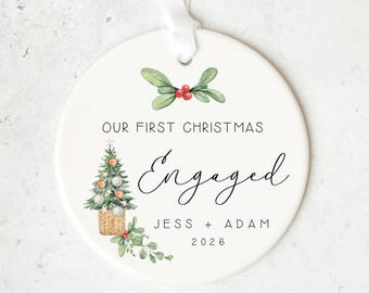First Christmas Engaged Ornament | Custom Names & Year | Engagement 2026