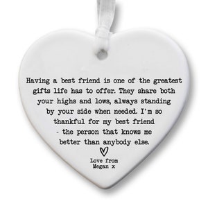 Friend Letterbox Gift KS68 | Personalised Best Friend Gift | Friendship Gift | Ceramic Heart Keepsake | Best Friend Gift | Gift For Friends