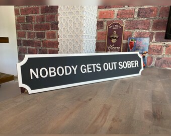 Personalised Bar Sign Vintage Pub Decor, Custom Text (58cm x 12cm, Weatherproof Acrylic, Six Backing Colours)