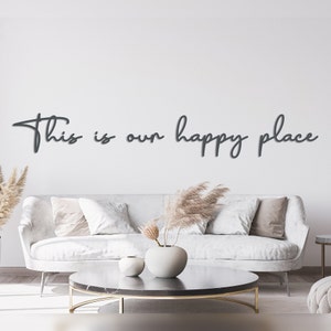 Das ist unser glücklicher Ort | Wort Für Wohnzimmer | Wohnzimmer | Dekor | Wandbild | Acrylholz | Wandkunst | Eiche Furnier | Flur Druck