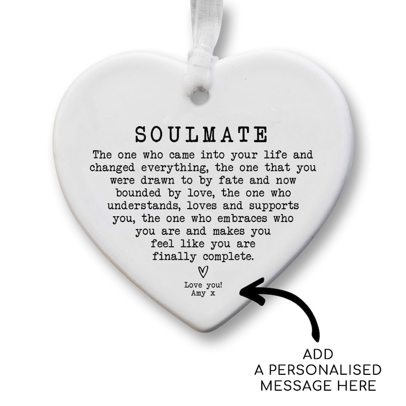 Soulmate Letterbox Gift KS35 Personalised Gift Anniversary Gift Ceramic Heart Keepsake Valentines Present Gift For Her Partner image 2