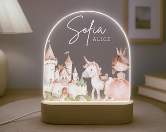 Personalised Children's Princess Unicron Night Light | LED Lamp | Nursery Decor | Baby Girl | Gift For New Baby | Name Sign Princess Bedroom