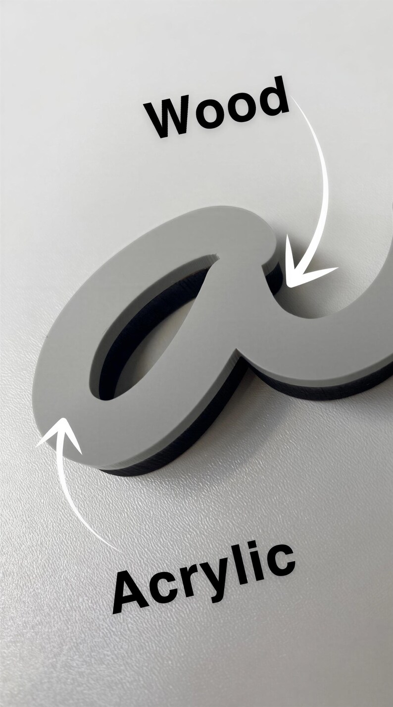 a close-up view of a piece of wood and an acrylic material, with arrows pointing towards the acrylic material.
