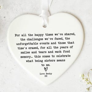 Sister Ceramic Keepsake Gift KS57 | Gift For Sister | Personalised Gift | Sister Present | Friends Gift | Thank You Gift | Sisters Gift