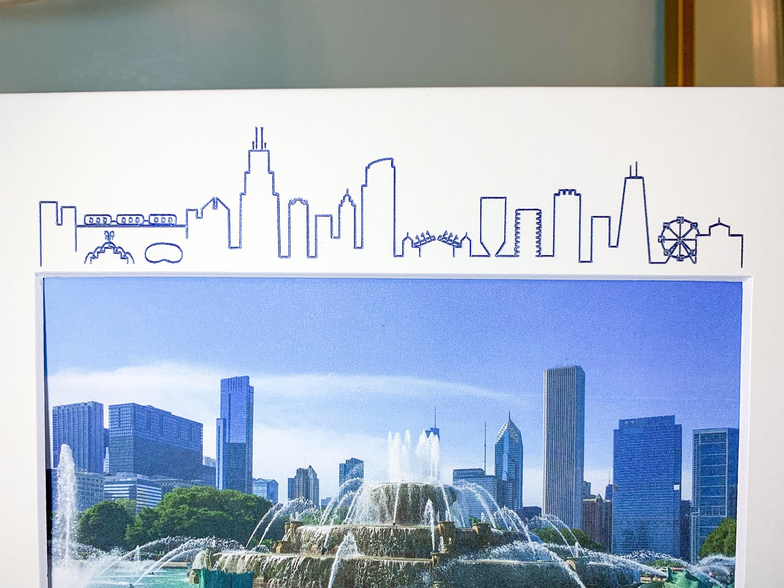 Chicago Skyline Picture Frame Mat 8x10 Custom Text Iconic | Etsy