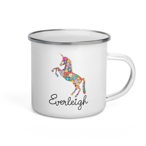 Custom Unicorn Cup, Customize Kids Unicorn cup, Unicorn cup, kids mug, personalized unicorn cup, custom enamel mug for girl, unicorn mug cup