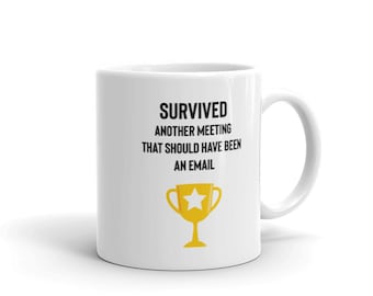 Survived Another Meeting That Should Have Been An Email Mug, Funny 2020 mug, funny gift for coworker coffee mug, work from home gift