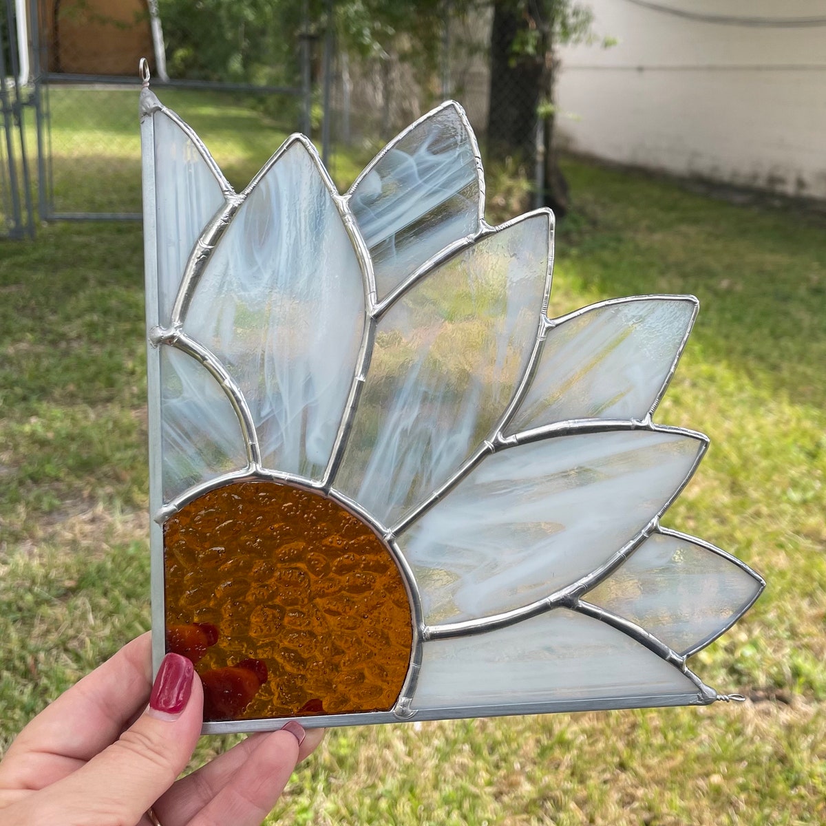 Daisy Stained Glass Corner Flower. - Etsy