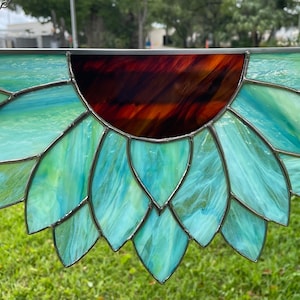 Stained Glass Half Teal Flower