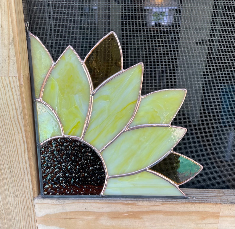 Stained Glass Corner Sunflower Etsy