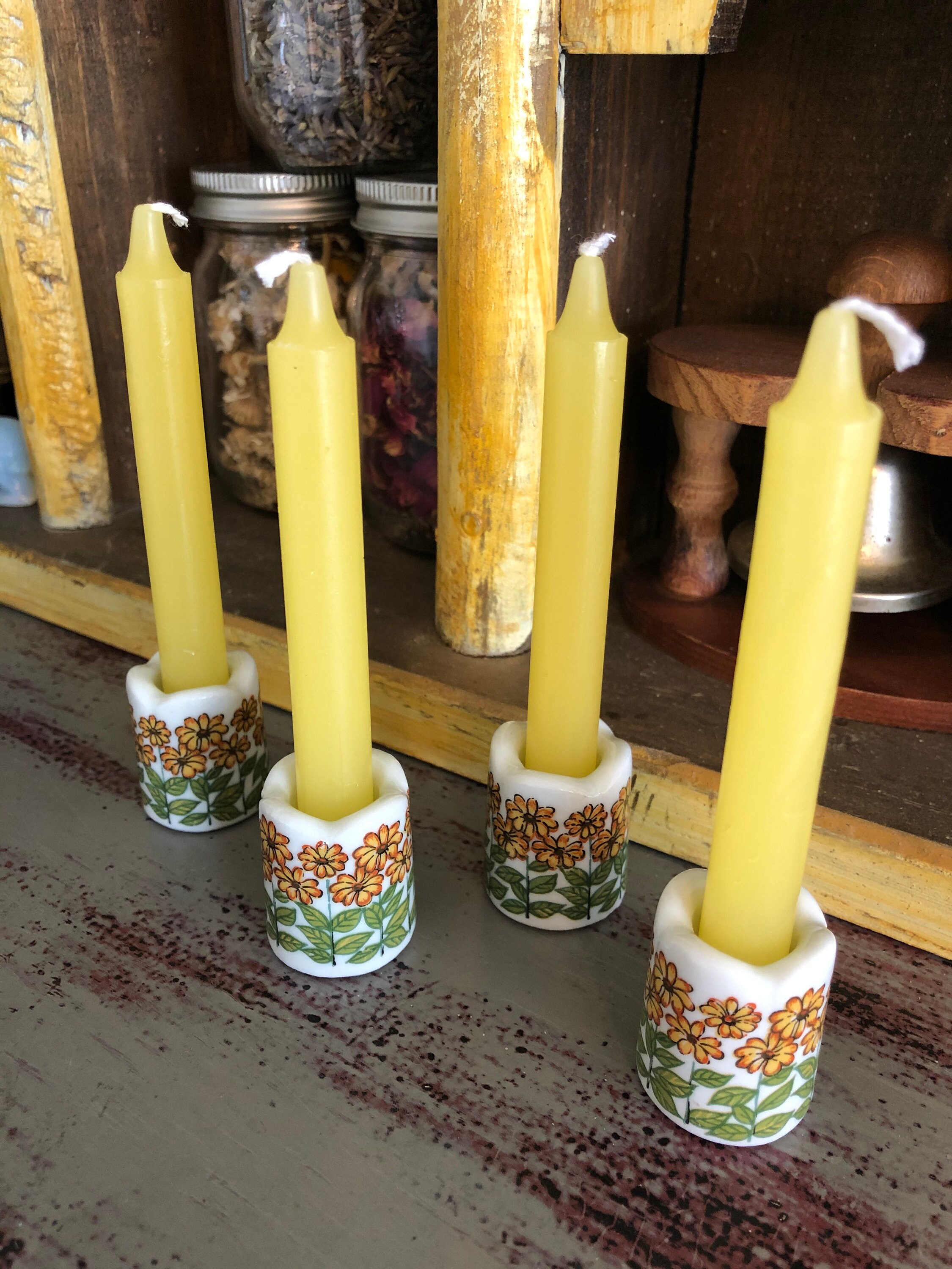 Yellow Daisy Chime Candle Holder Yellow Chime Candle Etsy