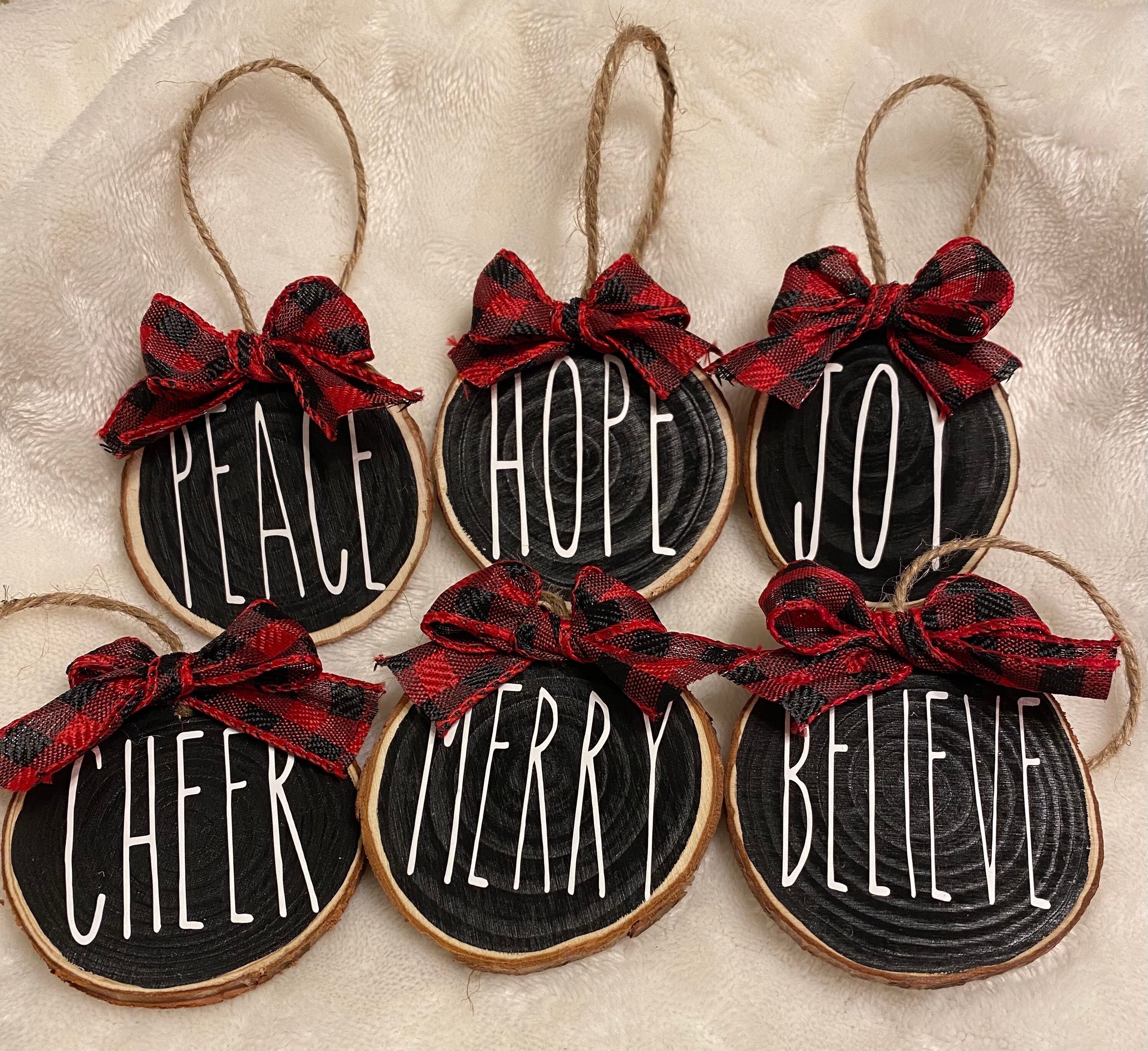 Farmhouse Wood Slice Christmas Ornaments Etsy UK