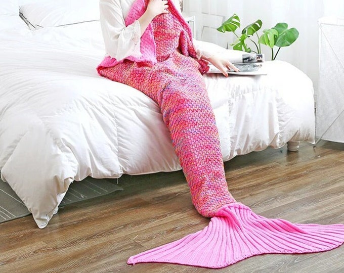 Mermaid Blanket, Fish Tail Blanket, Soft Crochet Sleeping Bag, Blanket for Kids, Mermaid Gift for Girls, Mermaid Tail Blankets