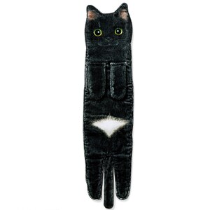 Cute Cat Hand Towel, Hangable Realistic Cat Towel Kitchen Bathroom, Quick Drying Cat Hand Towel, Cute Cat Decor Hanging Washcloths Black Cat