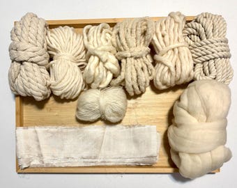 Destash Fiber Pack | Weaving Supplies | Fibre Yarn Bundle | Macraweave | Tapestry Yarn | Natural Beige 15