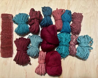 Destash Fiber Pack | Weaving Supplies| Macraweave yarn bundle | maroon | Destash Fibre kit 05